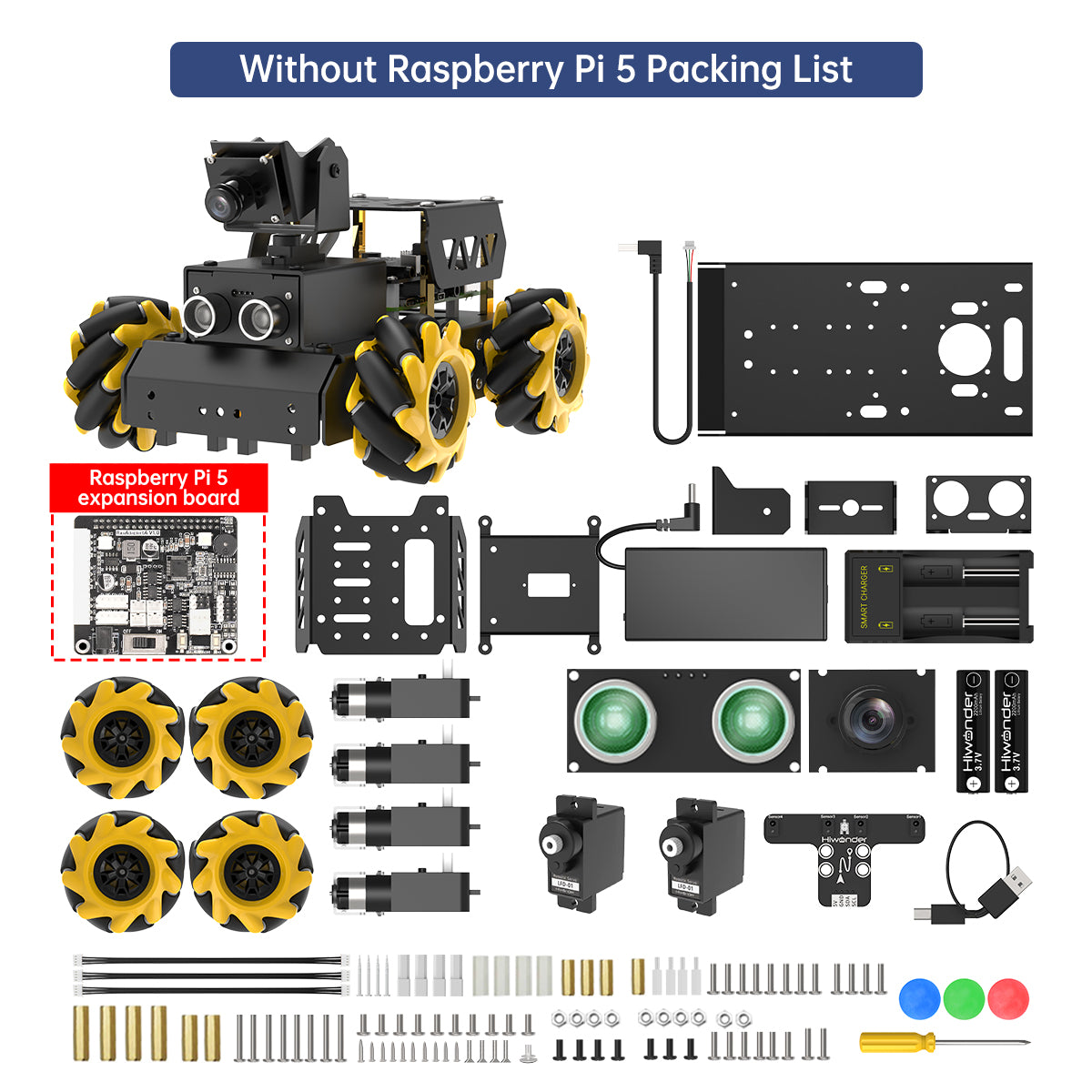 Hiwonder TurboPi Raspberry Pi ROS2 Robot Car with Mecanum Wheels, AI Vision & Tracking, Integrated Multimodal Large AI Model ChatGPT, and Voice Interaction