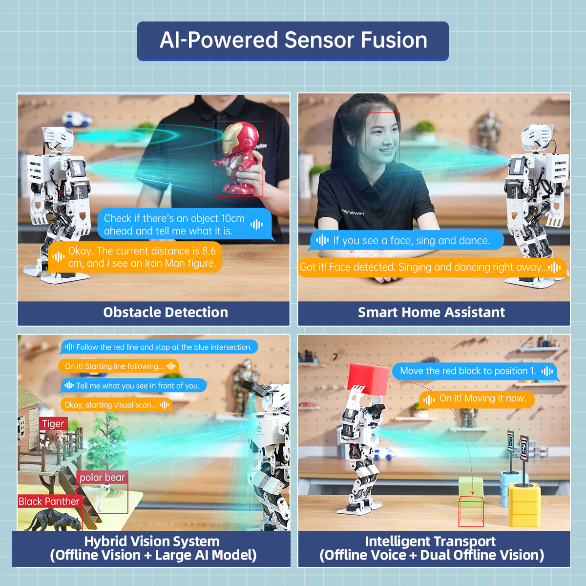 Hiwonder Tonybot Humanoid Robot with Multimodal Large AI Models, Vision AI & Voice Interaction, Educational Programming Kit, Supports Arduino, Scratch & Python
