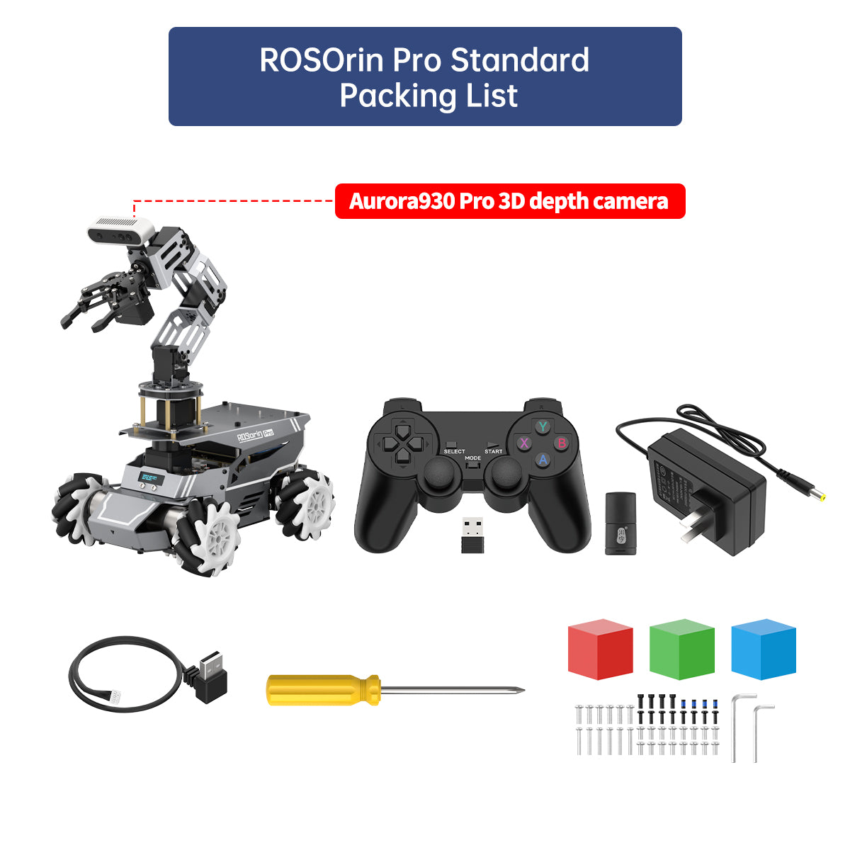Hiwonder ROSOrin Pro ROS2 Smart Car with Jetson/Raspberry Pi, Multimodal Large AI Models & OpenClaw, 3D Vision, SLAM Mapping & Navigation, Robotic Arm