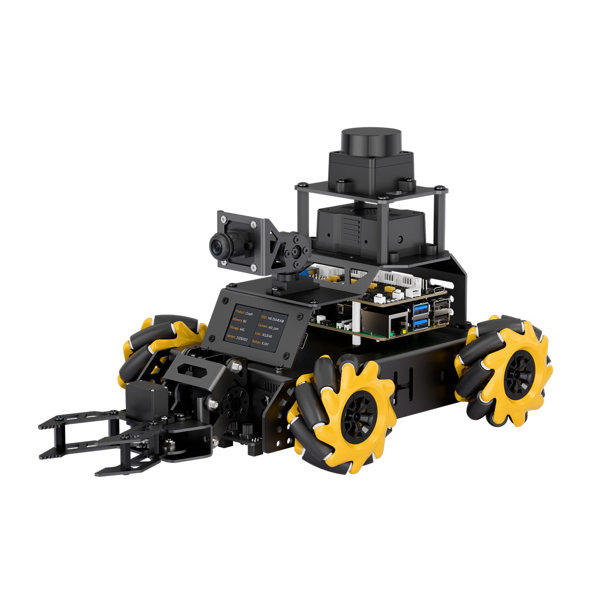 Hiwonder ClawPi ROS2 Raspberry Pi Robot Car with Omnidirectional Mecanum Wheels, AI Vision, Integrated Multimodal Large AI Model ChatGPT, and Voice Interaction