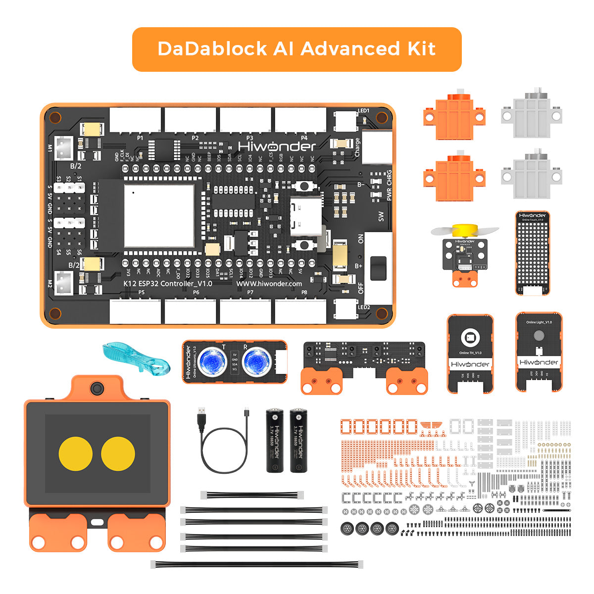 Hiwonder DaDablock AI Large Model Building Block Kit, Powered by ESP32, Supports Scratch & Python, Vision & Voice Interaction