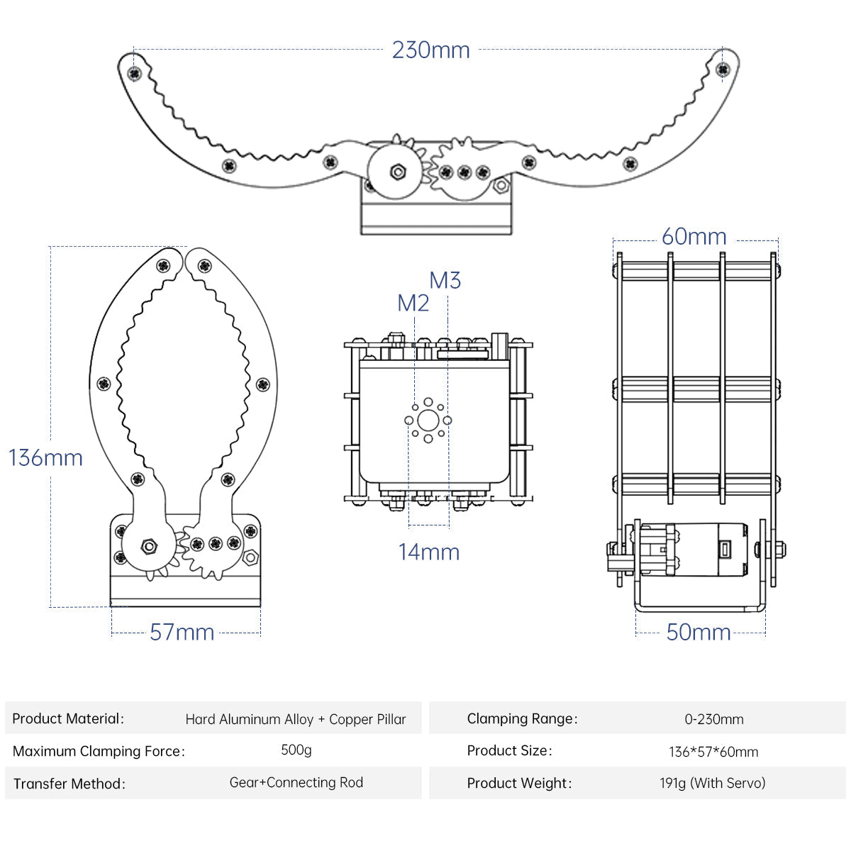 Black Aluminum Alloy Gripper for Robot DIY