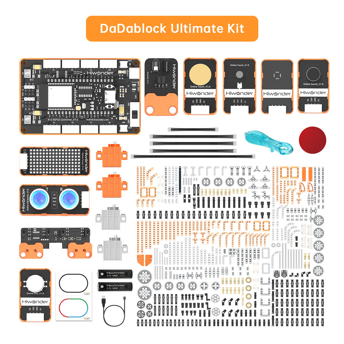 Hiwonder DaDablock Programmable Building Block Kit Powered by ESP32 with Sensor Expansion, LEGO-Compatible, Supports Scratch & Python