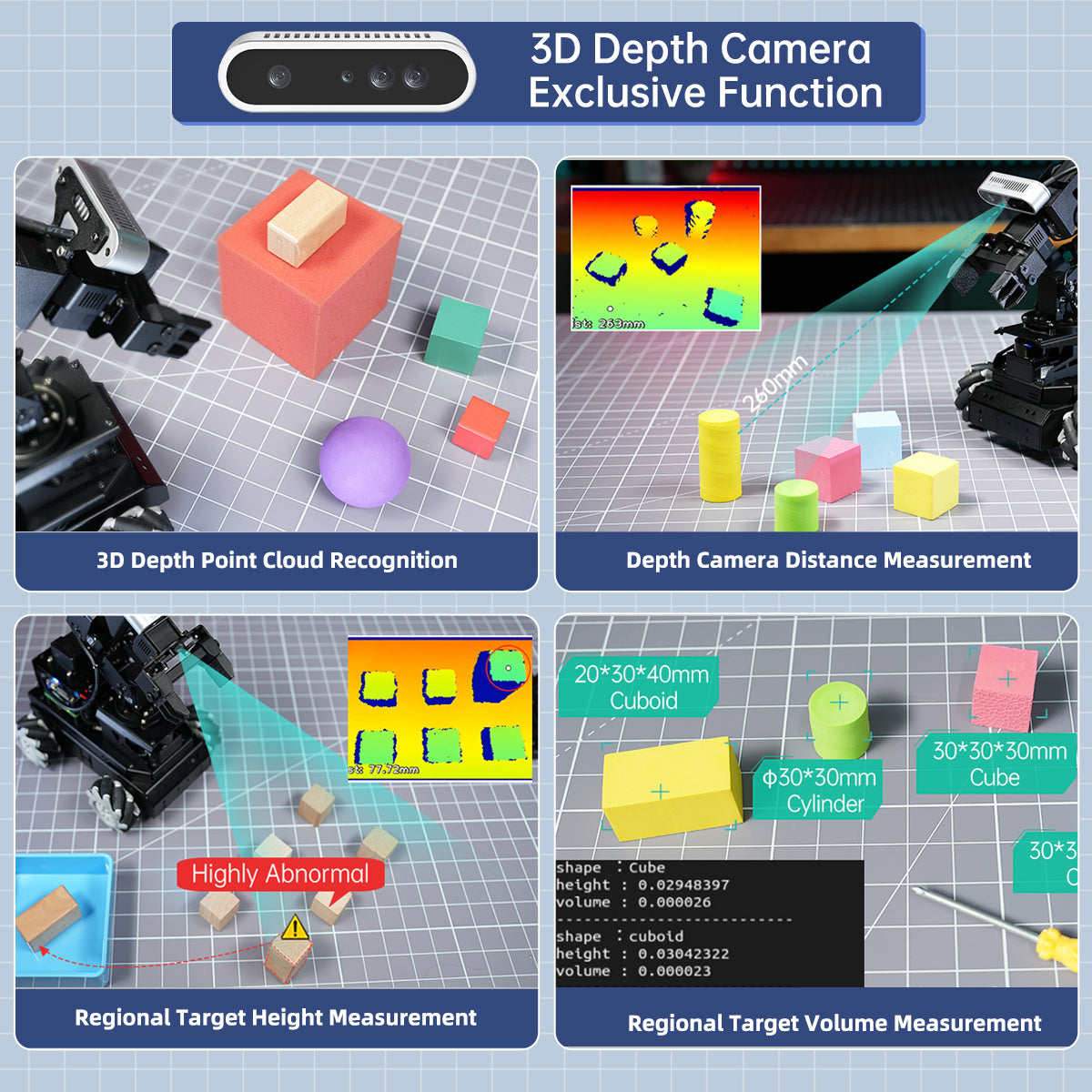 3d depth camera 6dof robot arm