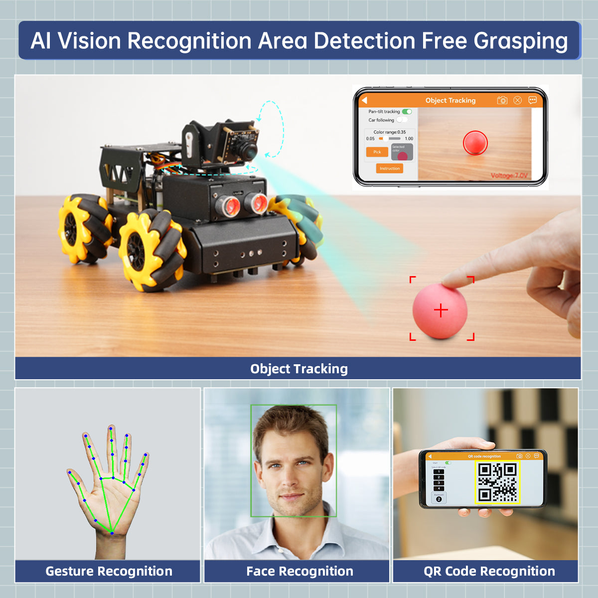 Hiwonder TurboPi Raspberry Pi ROS2 Robot Car with Mecanum Wheels, AI Vision & Tracking, Integrated Multimodal Large AI Model ChatGPT, and Voice Interaction