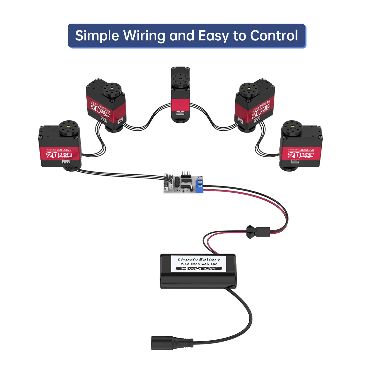 Hiwonder LX-224 Serial Bus Servo with Three Connectors /20KG Large Torque