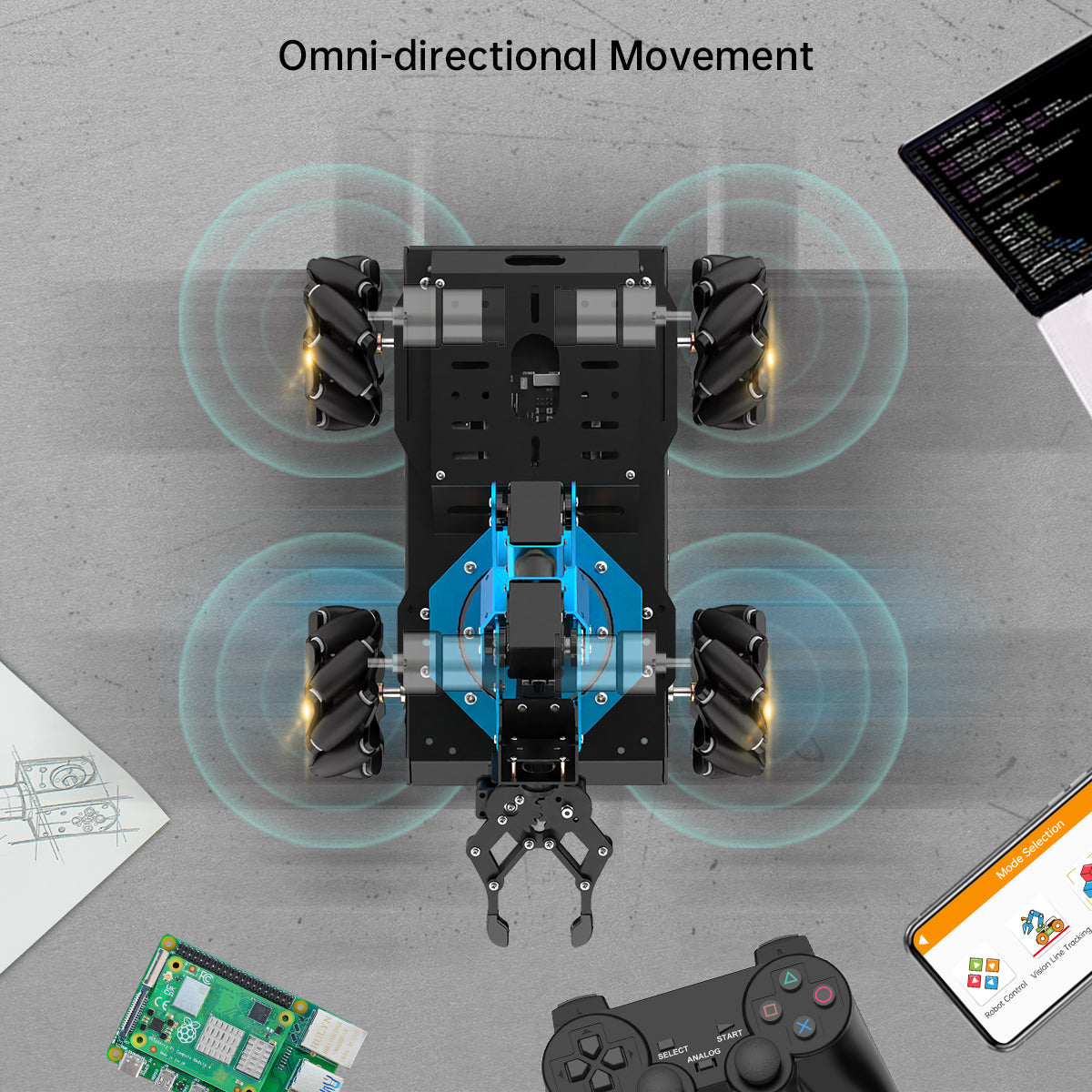 Hiwonder ArmPi Pro Raspberry Pi ROS Robotic Arm Developer Kit with 4WD Mecanum Wheel Chassis Open Source Robot Car