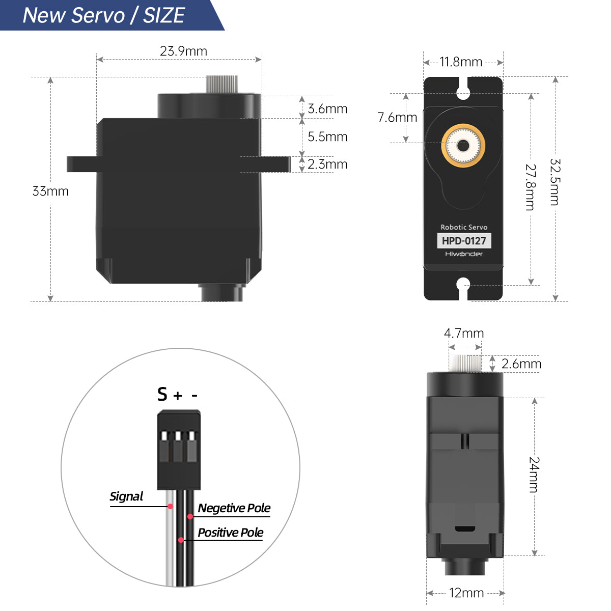 HPD-0127 Mini Dual-Axis High-Speed Servo, Anti-Stall with Clutch Protection, High-Torque PWM Digital Servo