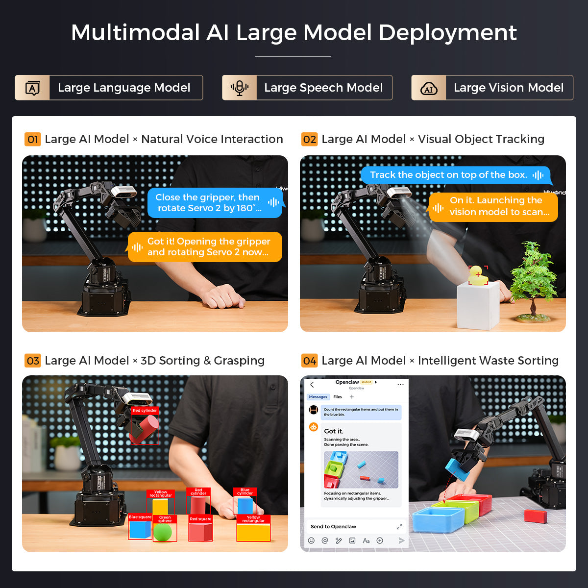 Hiwonder NexArm Open-Source ROS Robotic Arm VLA Embodied AI Kit with  NVIDIA/Raspberry Pi & ESP32  Dual-Controller Design, Multimodal Large AI Models & OpenClaw