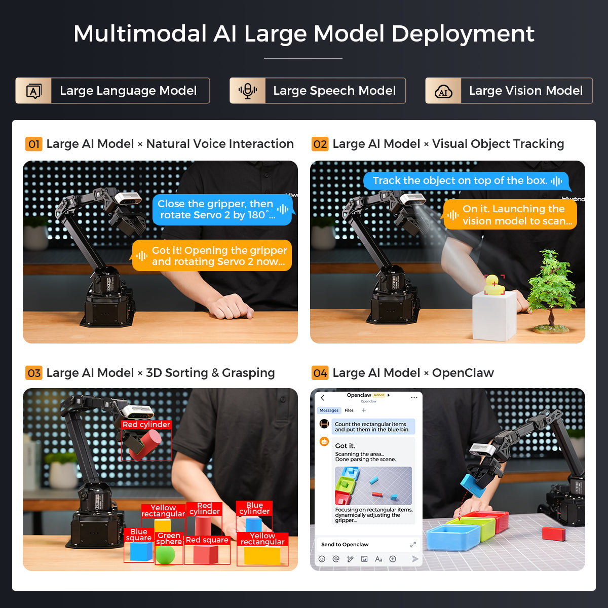 Hiwonder NexArm Open-Source ROS Robotic Arm VLA Embodied AI Kit with  NVIDIA/Raspberry Pi & ESP32  Dual-Controller Design, Multimodal Large AI Models & OpenClaw