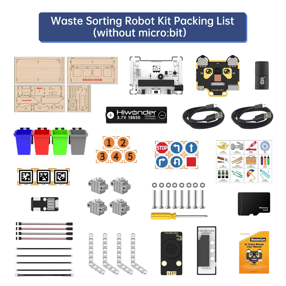 Waste Sorting Robot Kit Packing List
(without micro:bit)