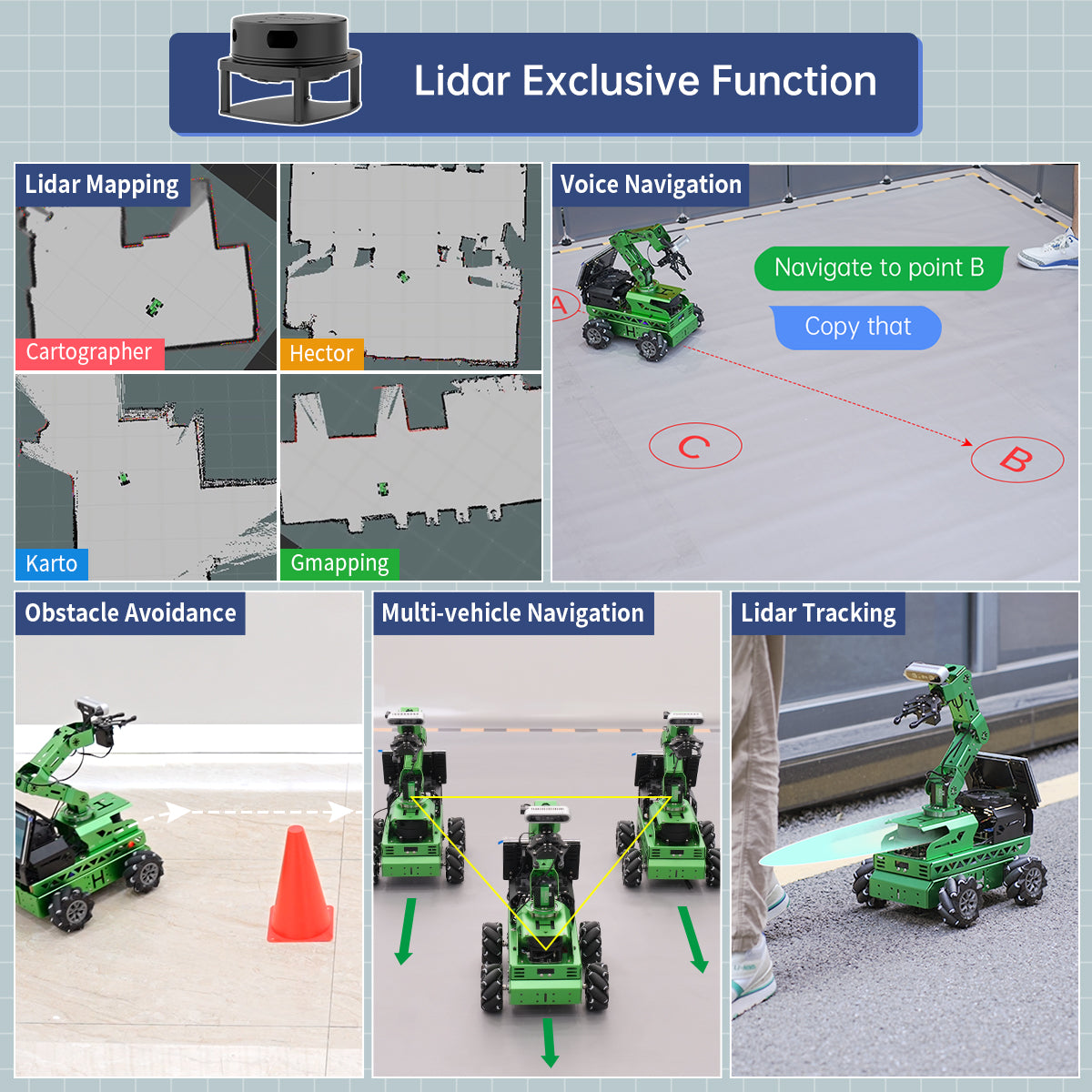 JetRover ROS Robot Car with Vision Robotic Arm Powered by Jetson Nano Support SLAM Mapping/ Navigation/ Python