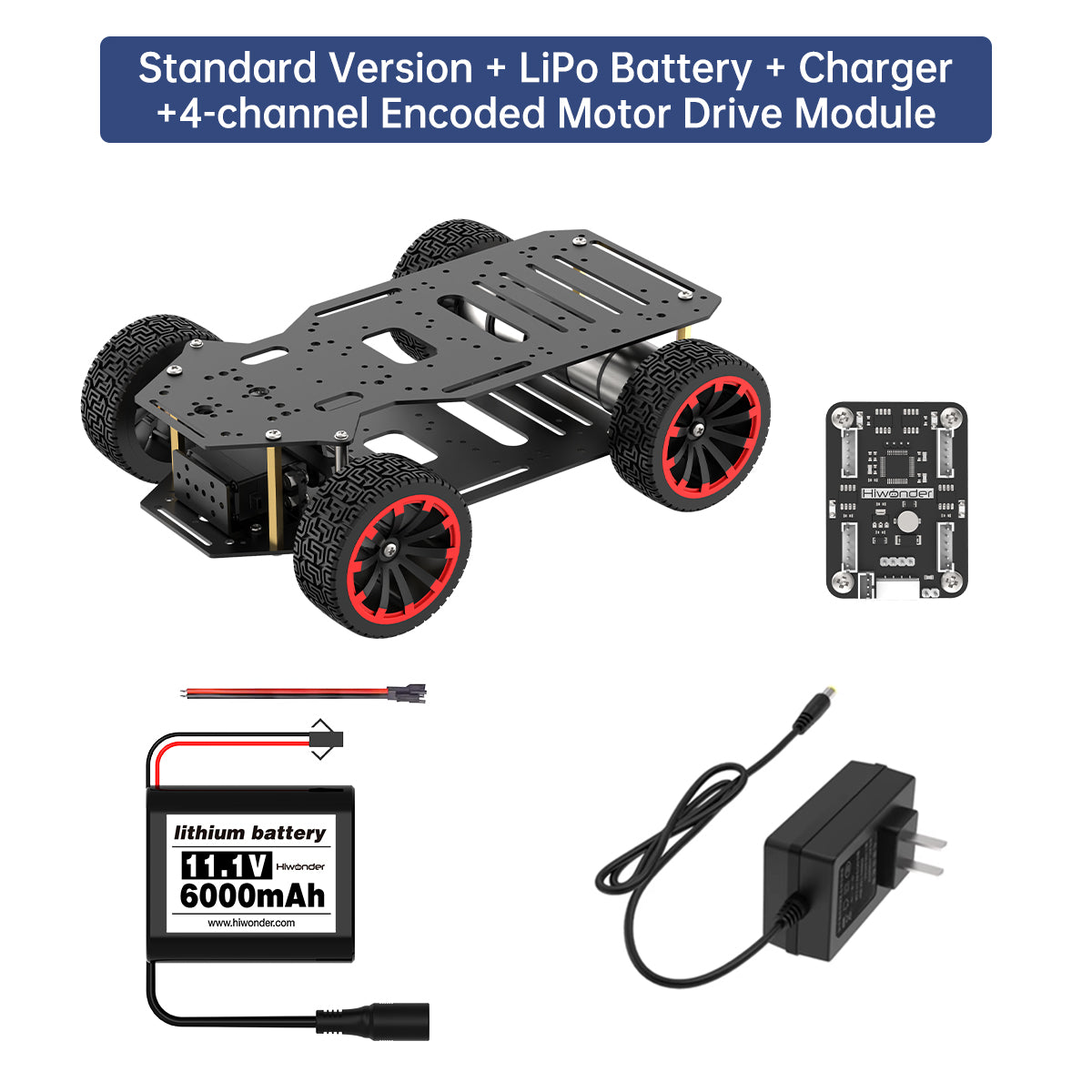 Standard Version + LiPo Battery + Charger+4-channel Encoded Motor Drive Module