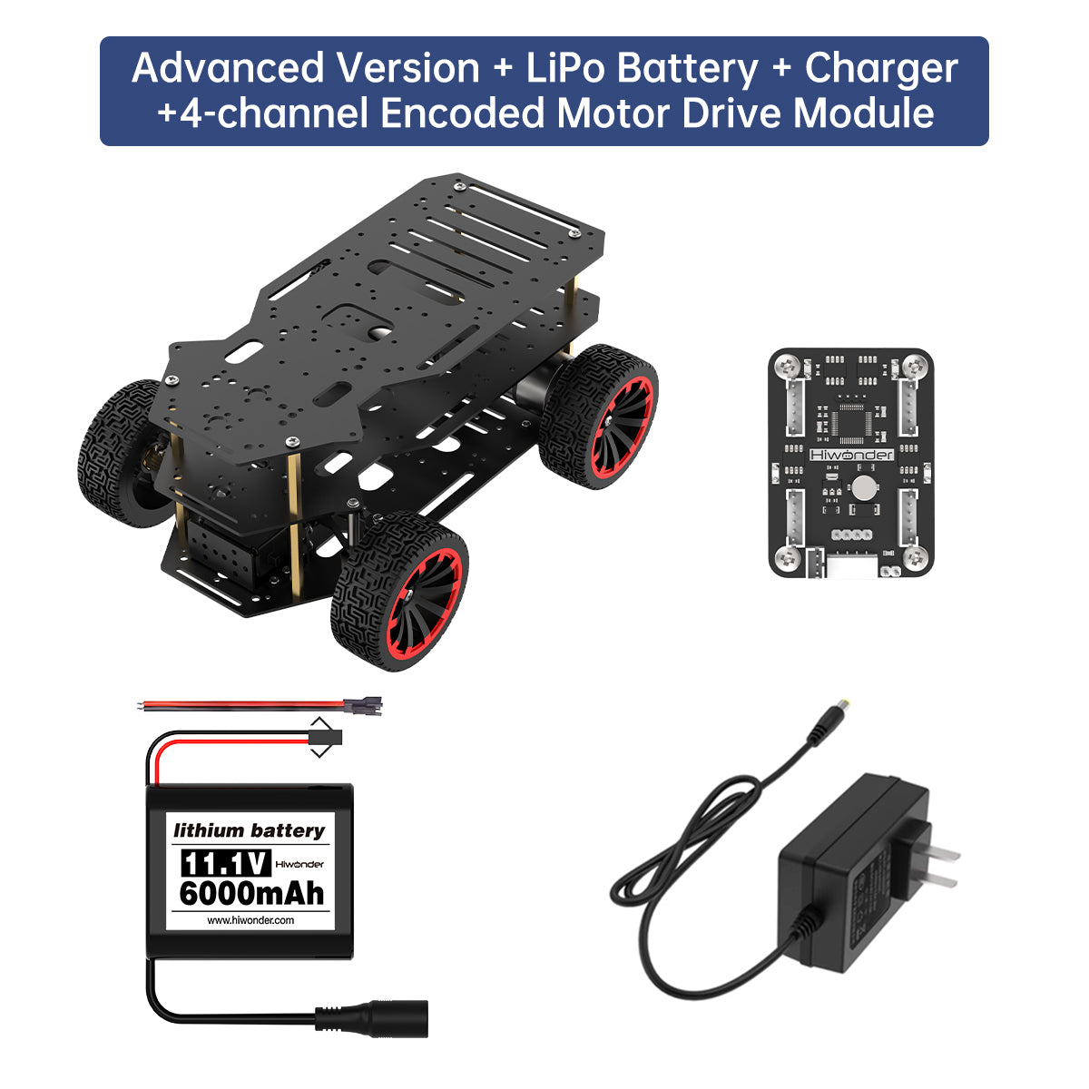 Advanced Version + LiPo Battery + Charger+4-channel Encoded Motor Drive Module