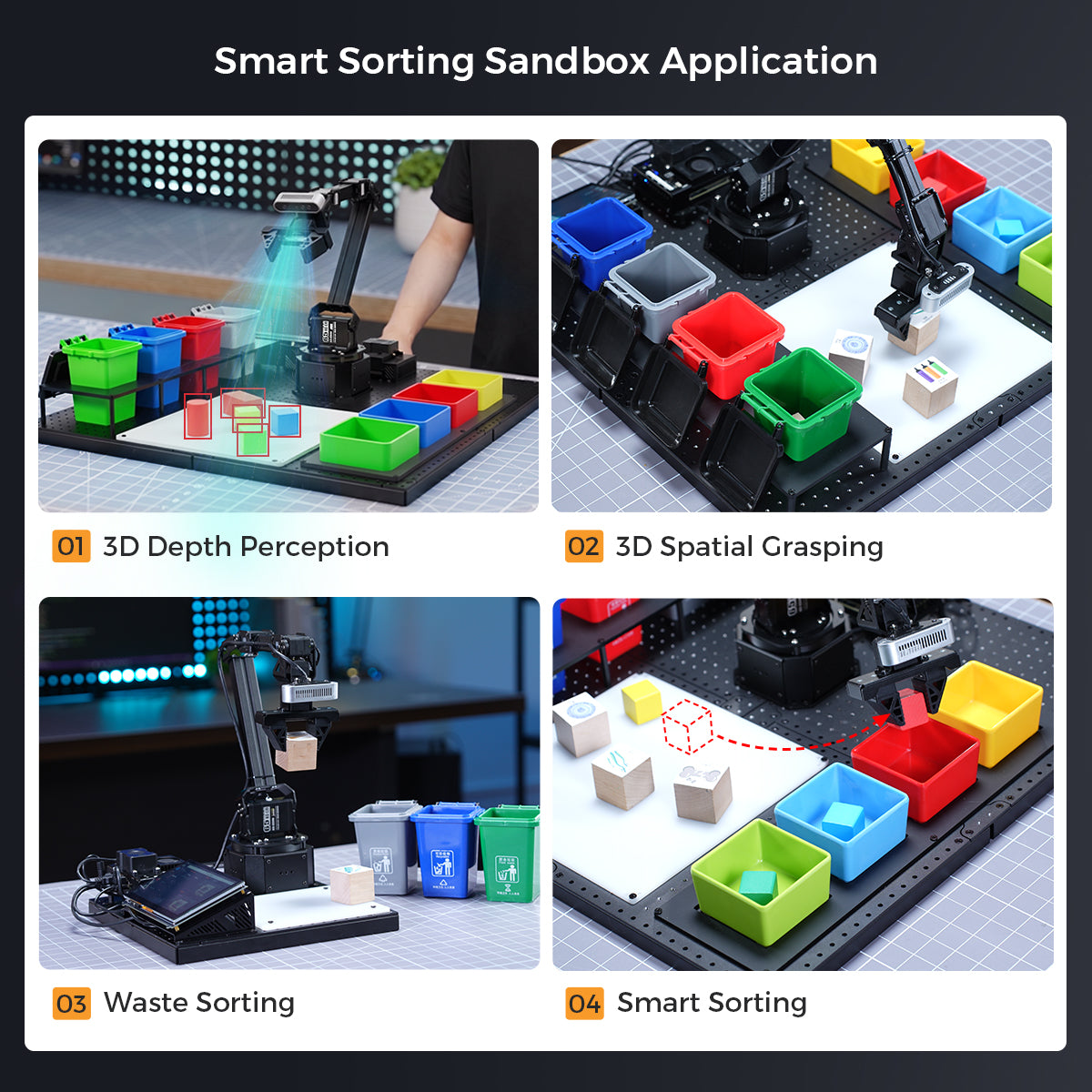 Hiwonder NexArm Open-Source ROS Robotic Arm VLA Embodied AI Sorting Sandbox Kit with  NVIDIA/Raspberry Pi & ESP32  Dual-Controller Design, Multimodal Large AI Models & OpenClaw
