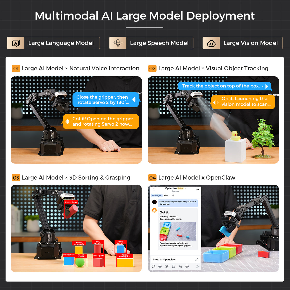 Hiwonder NexArm ROS Robotic Arm VLA Embodied AI Suspended Mobile Chassis Open-Source Kit with NVIDIA/Raspberry Pi & ESP32 Dual-Controller Design, Multimodal Large AI Models & OpenClaw