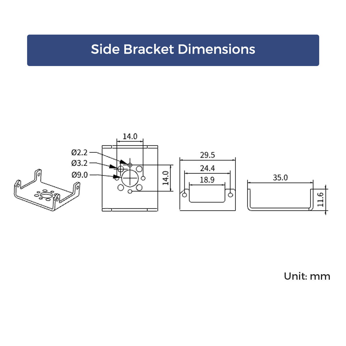 Servo Bracket Compatible with Hiwonder LX-16A Servo
