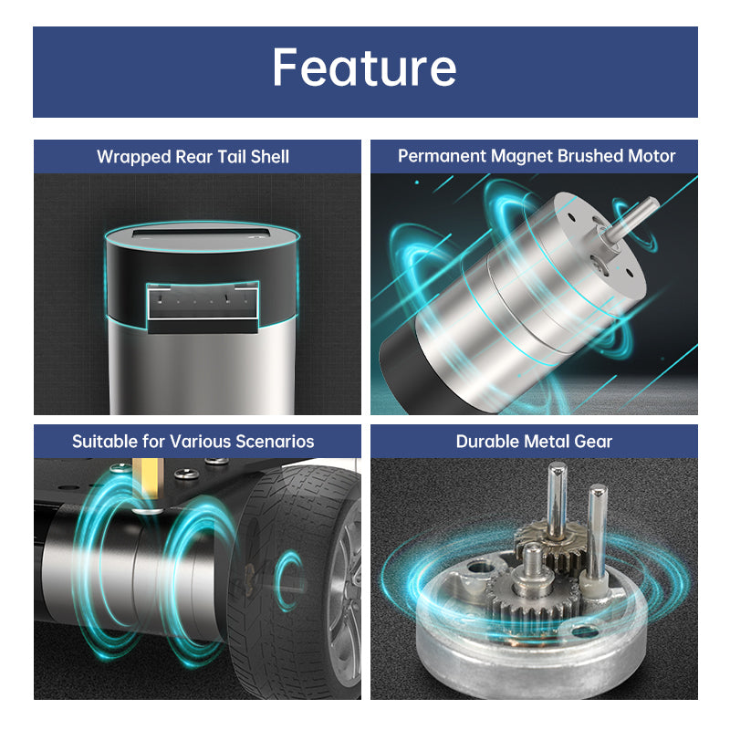 310 DC Gear Motor with Magnetic Hall Encoder All-Metal Gears 7.4V 450R ...