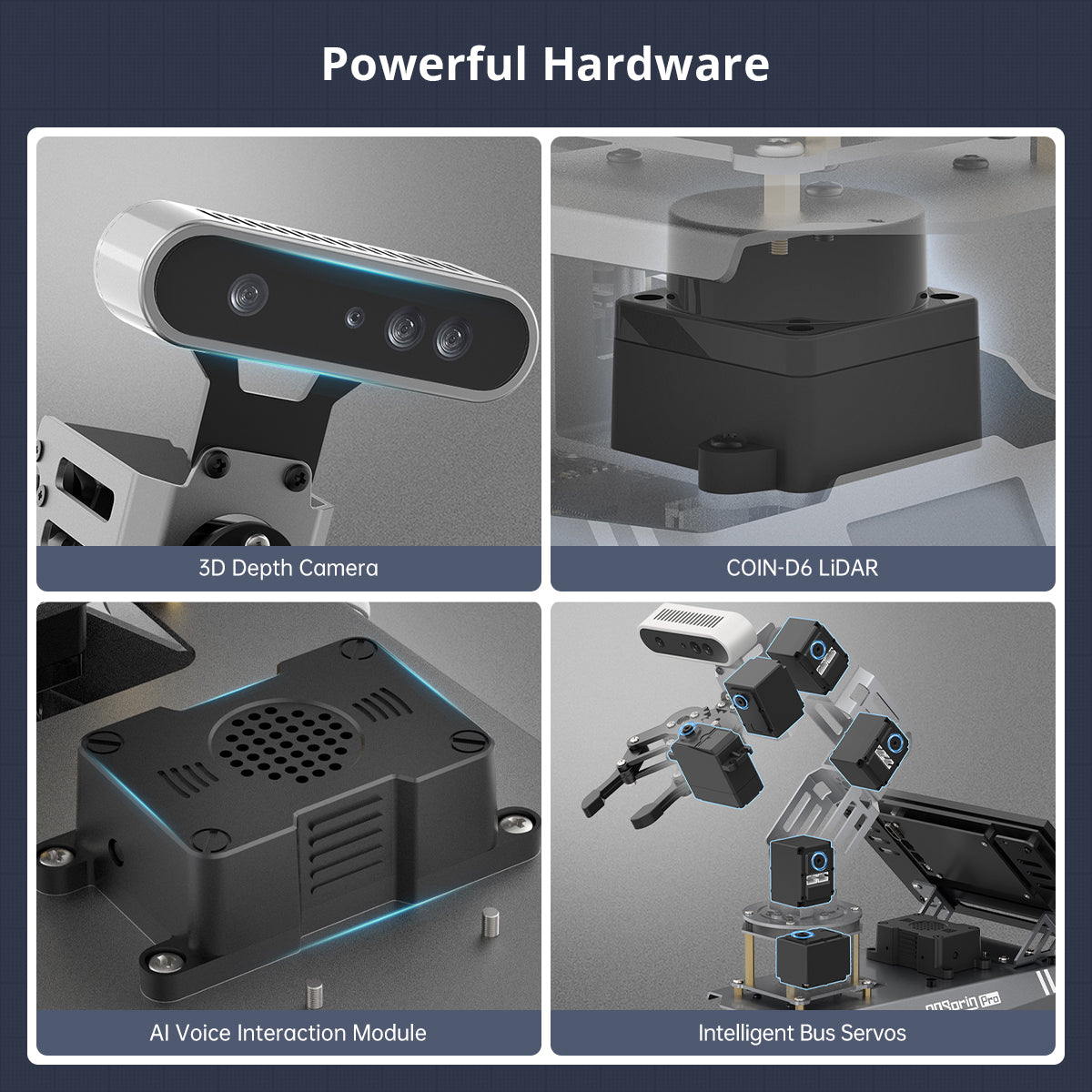Hiwonder ROSOrin Pro ROS2 Smart Car with Jetson/Raspberry Pi, Multimodal Large AI Models & OpenClaw, 3D Vision, SLAM Mapping & Navigation, Robotic Arm