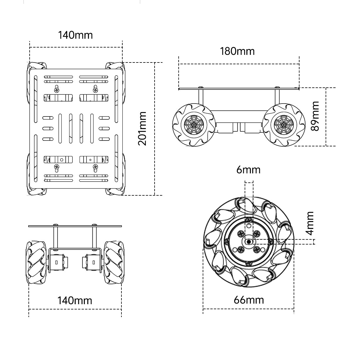 Hiwonder Mecanum Wheel Smart Chassis Car Kit (Unassembled)