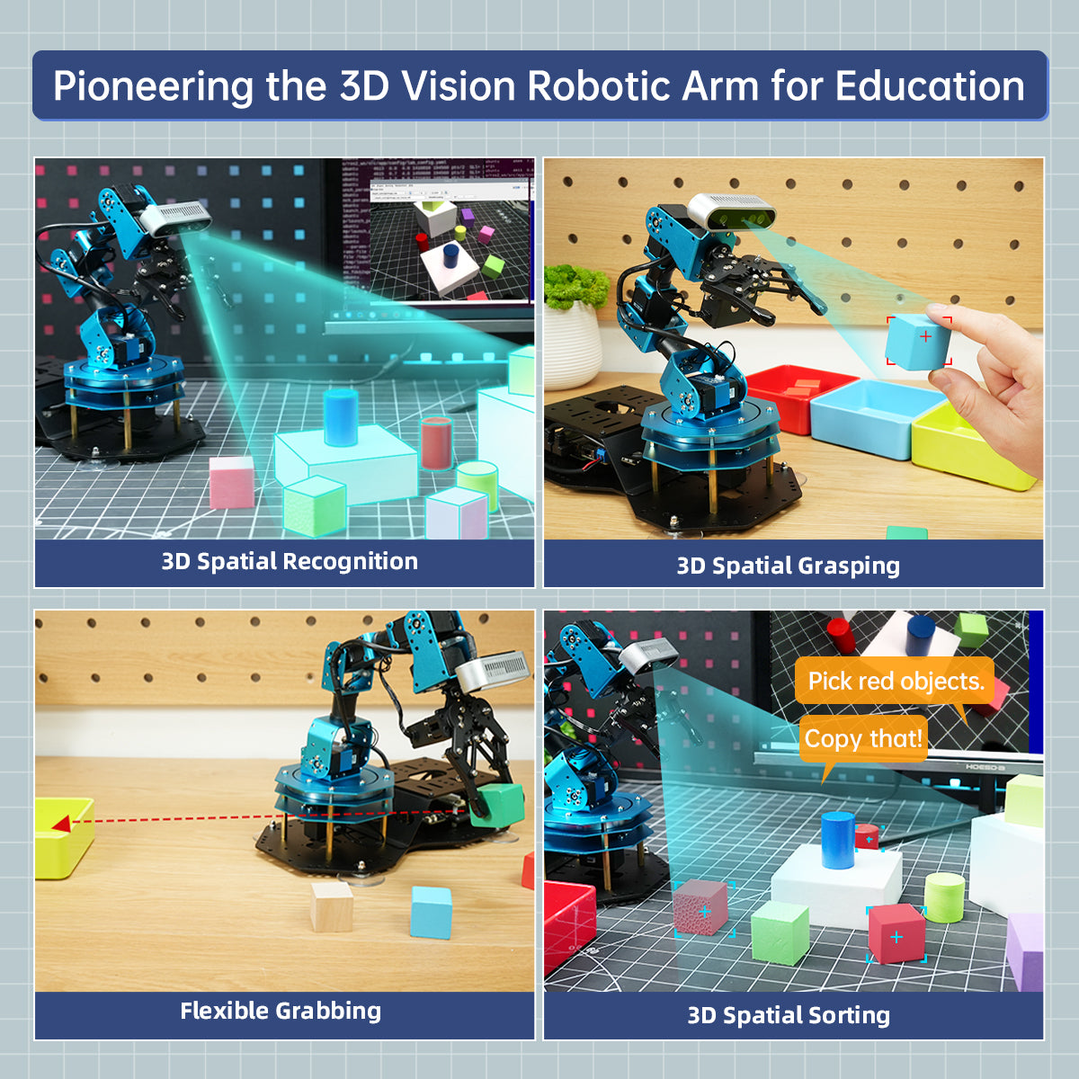 Hiwonder ArmPi Ultra ROS2 3D Vision Robot Arm, with Multimodal Large AI Model (ChatGPT), AI Voice Interaction, Vision Recognition, Tracking & Sorting