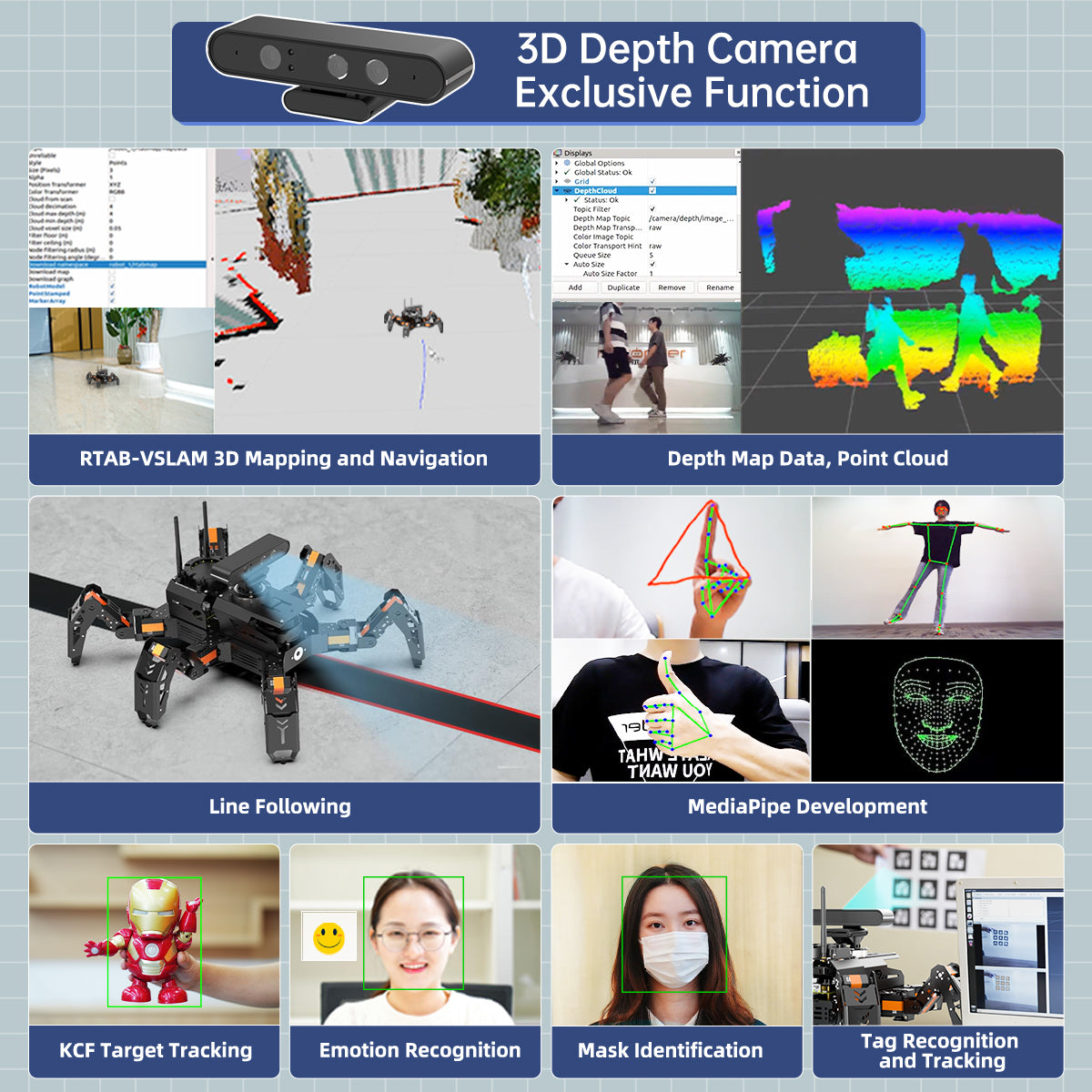 Hiwonder ROSpider ROS Hexapod Robot with Jetson Nano, Lidar, 3D Depth Camera, AI Vision, SLAM & Voice Control
