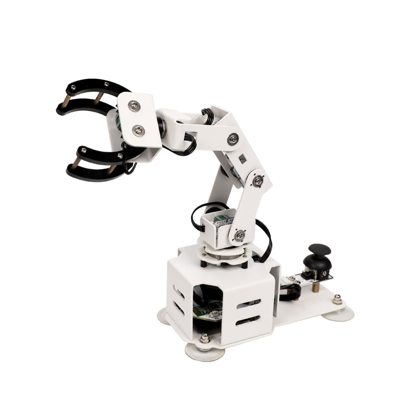A xArm 1S robotic arm with a blue and black color scheme, featuring multiple joints and a gripper, mounted on a circular base.
