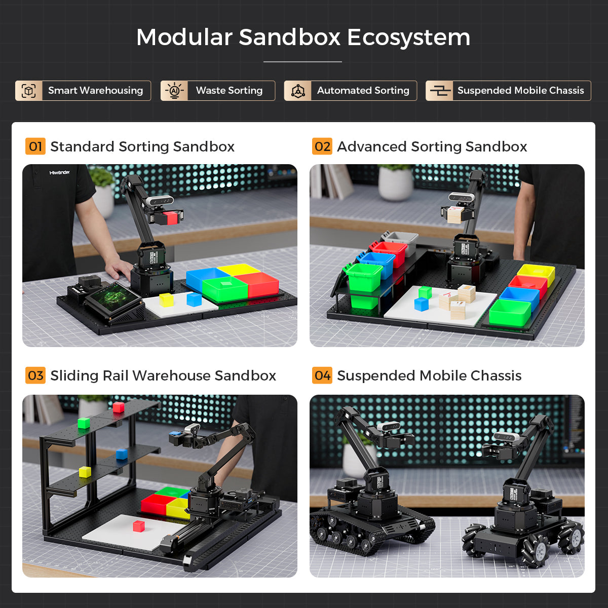 Hiwonder NexArm ROS Dual-Arm Conveyor Development Kit, Jetson Nano Robotic Arm with 3D Vision and Large AI Model, ROS Robot