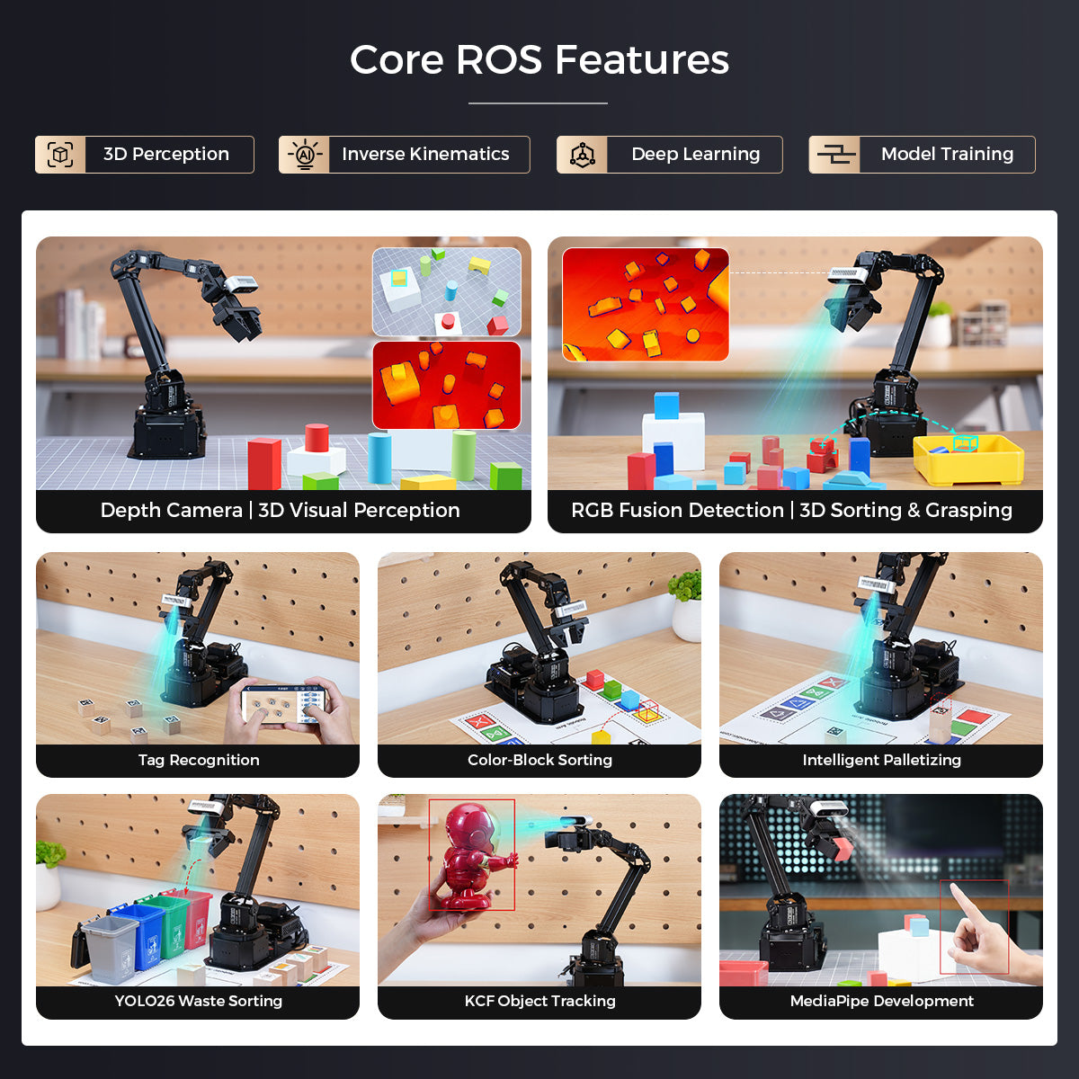 Hiwonder NexArm Open-Source ROS Robotic Arm VLA Embodied AI Kit with  NVIDIA/Raspberry Pi & ESP32  Dual-Controller Design, Multimodal Large AI Models & OpenClaw