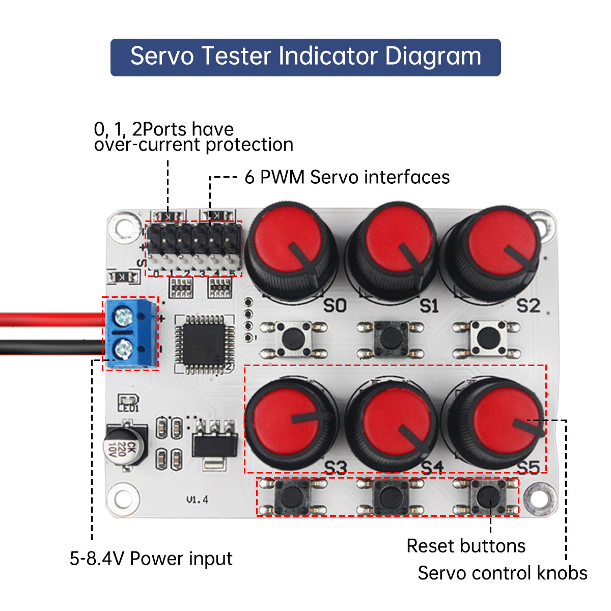 Hiwonder 6 Channel Digital Servo Tester with Over-Current Protection