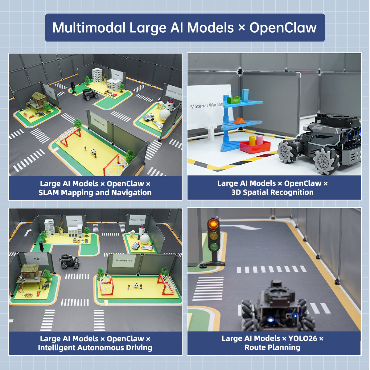 Hiwonder ROSOrin ROS2 Smart Car, Multimodal Large AI Model ChatGPT / Gemini / Grok / Llama, SLAM Navigation Programming, Mecanum Wheels Robot