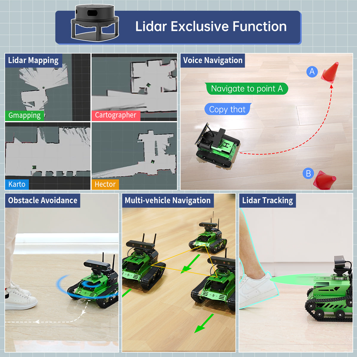 Hiwonder JetTank ROS Robot Tank Powered by Jetson Nano with Lidar Depth Camera Touch Screen, Support SLAM Mapping and Navigation