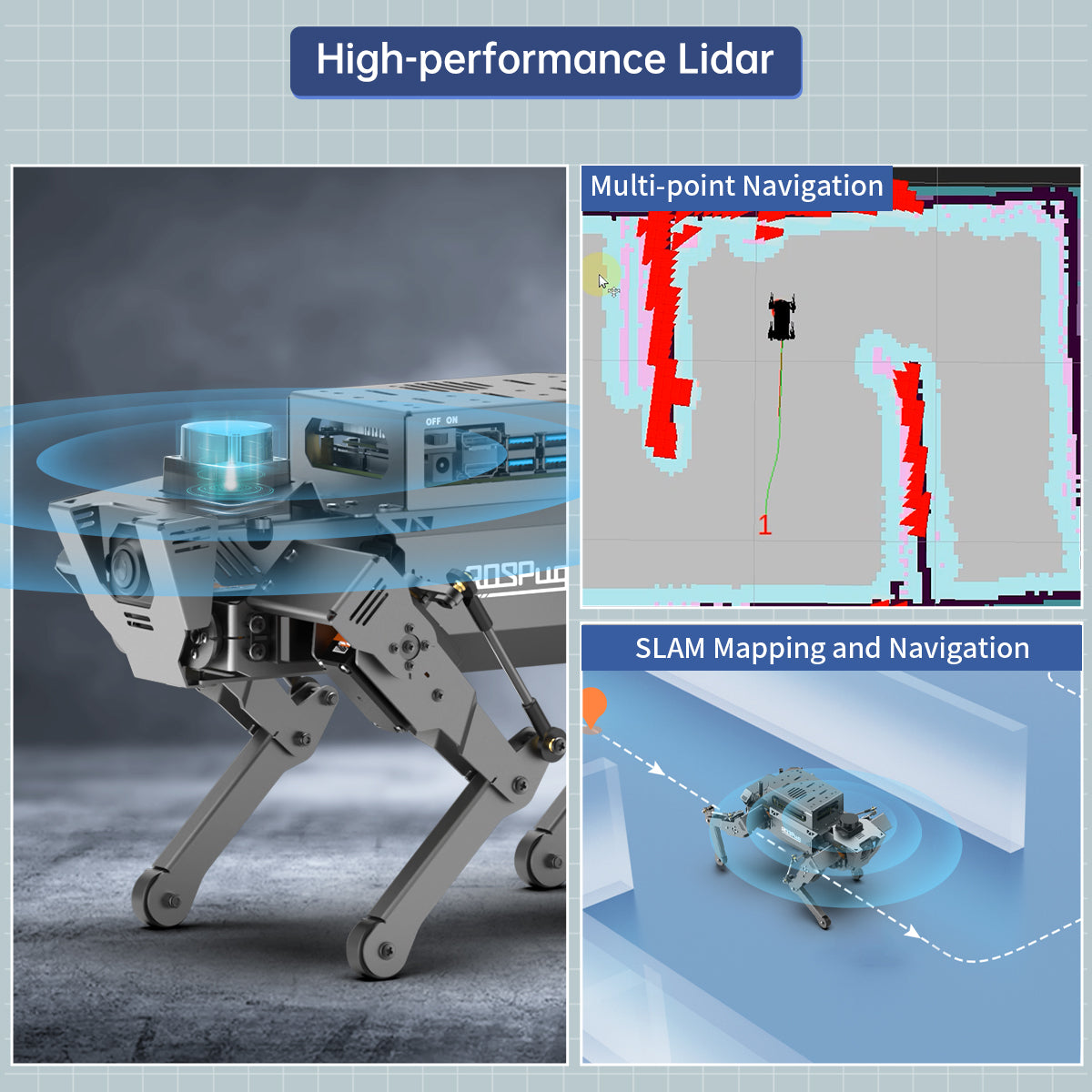 ROSPug Quadruped Bionic Robot Dog Powered by Jetson Nano ROS Open Source Python Programming
