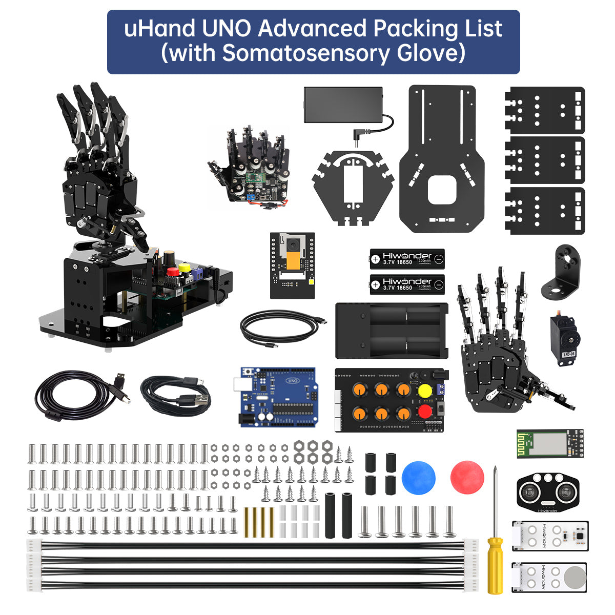 Hiwonder uHand UNO Open Source AI Bionic Robot Hand Supports Somatosensory Control, Arduino Programming