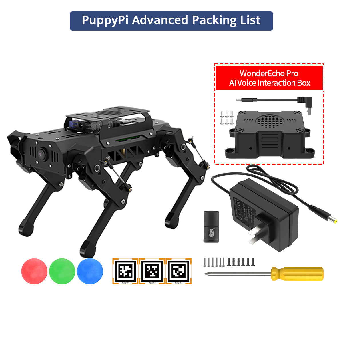Hiwonder PuppyPi ROS Quadruped Robot with Raspberry Pi, Integrated with AI Large Model (ChatGPT), Supports AI Vision, Voice Interaction, LiDAR, and Robotic Arm Attachment