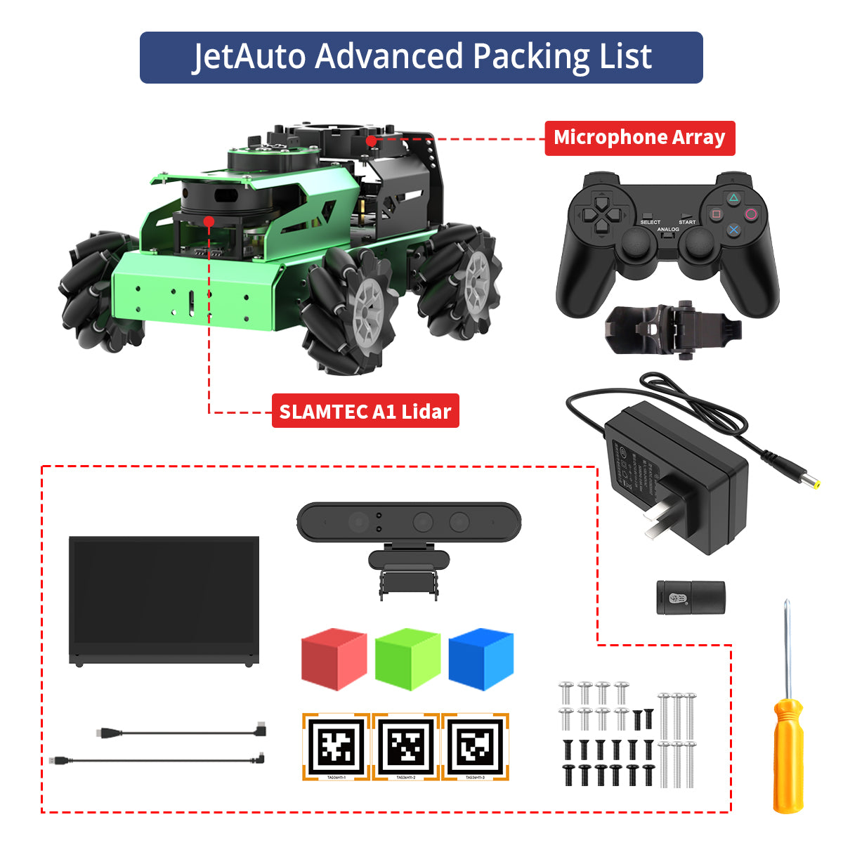 Hiwonder JetAuto AI Robot Kit – NVIDIA Jetson-Powered ROS1/ROS2 Educational Robot with multimodal AI model (ChatGPT), Voice Control, SLAM & AI Vision