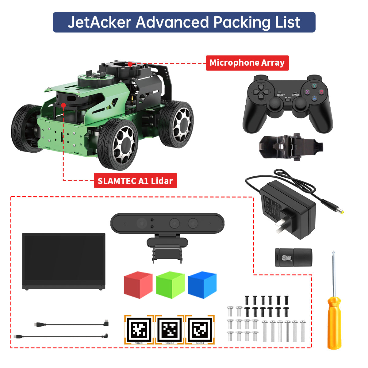 Hiwonder JetAcker AI Robot Kit – NVIDIA Jetson-Powered ROS1/ROS2 Educational Coding Robot with multimodal AI model (ChatGPT), Voice Control, AI Vision Interaction & SLAM