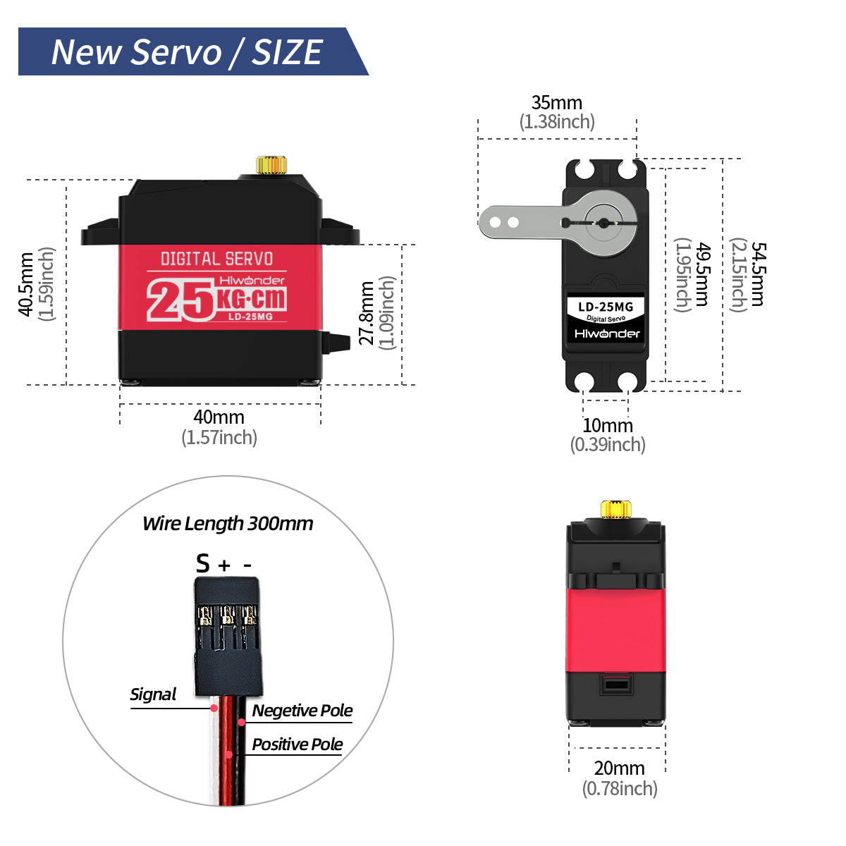 Hiwonder LD-25MG Strong Torque Digital Servo 25KG Supports Robotic Arm/RC Car/Single Shaft