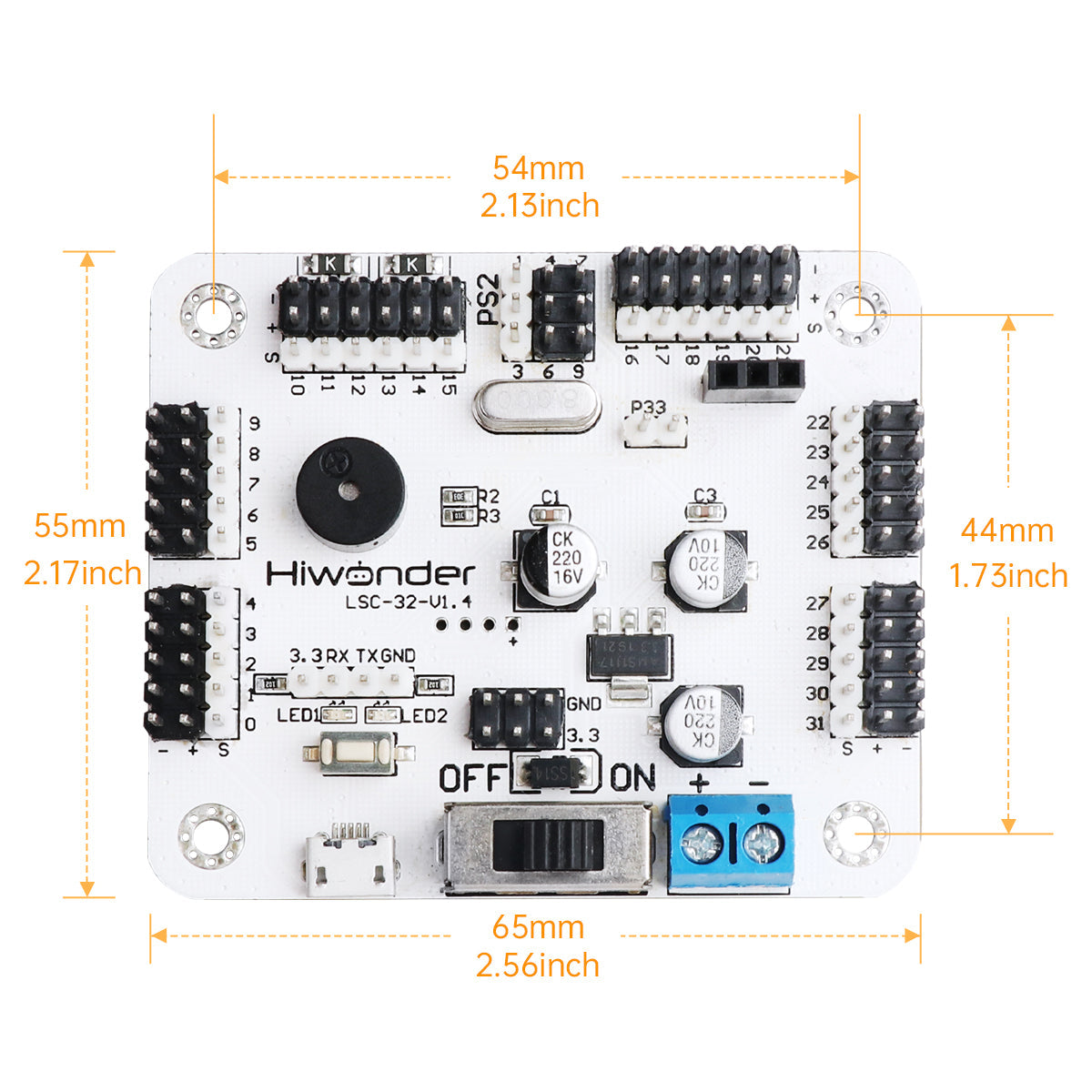 LSC-32: Hiwonder 32 Channel Digital Servo Controller with 16M Memory/ Arduino Compatible