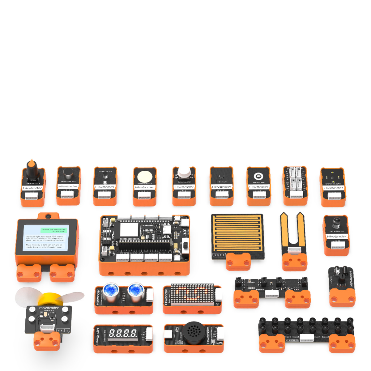 Hiwonder ESP32+Sensor Kit for Electronic Building Block & Programmable Robot Car, with WonderLLM AI Module