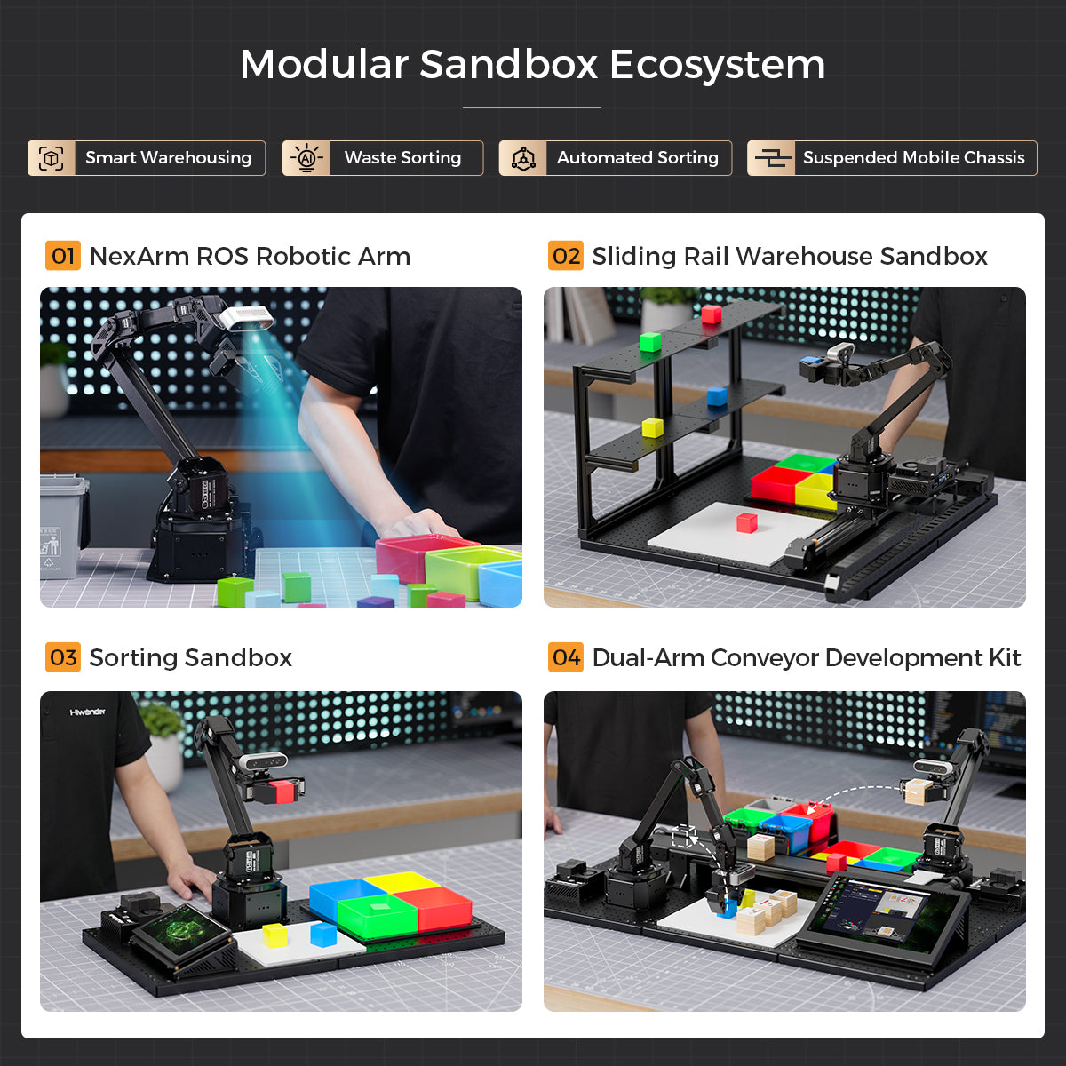 Hiwonder NexArm ROS Robotic Arm VLA Embodied AI Suspended Mobile Chassis Open-Source Kit with NVIDIA/Raspberry Pi & ESP32 Dual-Controller Design, Multimodal Large AI Models & OpenClaw