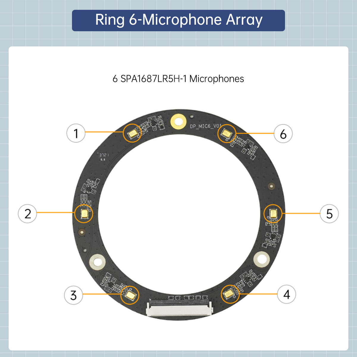 iFLYTEK Far-Field Microphone Array Module ROS Six-Microphone Voice Board 6-Microphone Sound Source Positioning Navigation