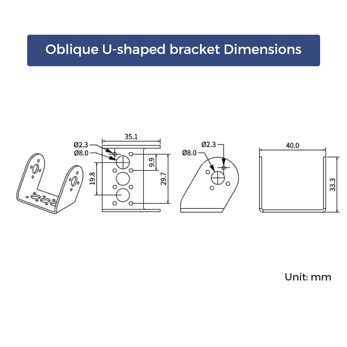 Servo Bracket Compatible with Hiwonder LX-16A Servo