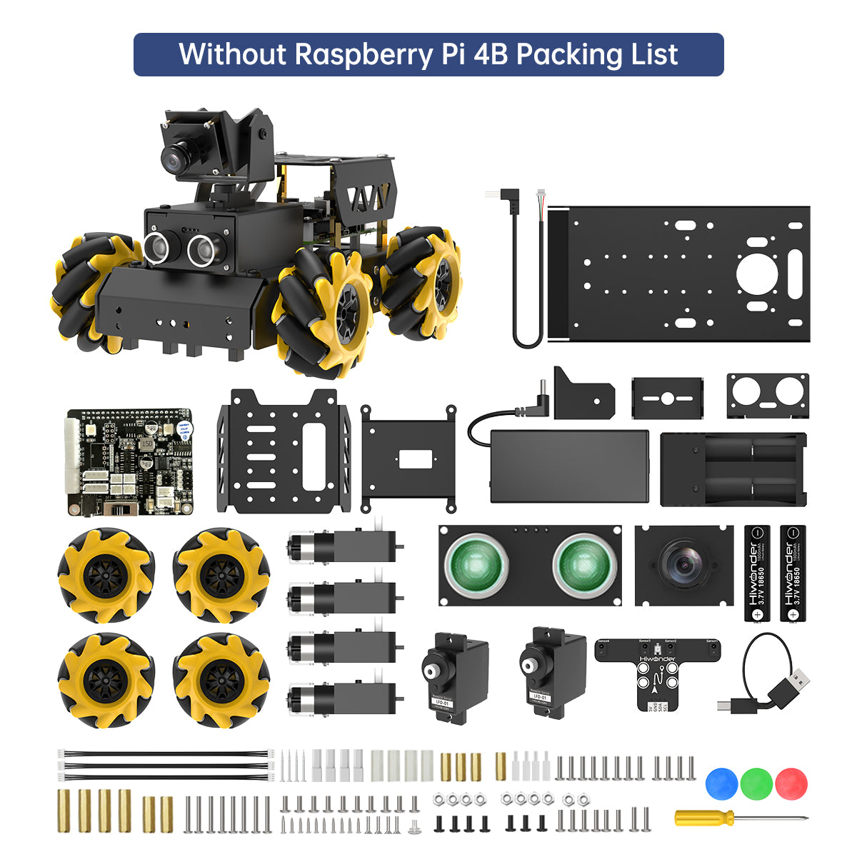 Hiwonder TurboPi Raspberry Pi Omnidirectional Mecanum Wheels Robot Car Kit with Camera, Open Source, Python for Beginners