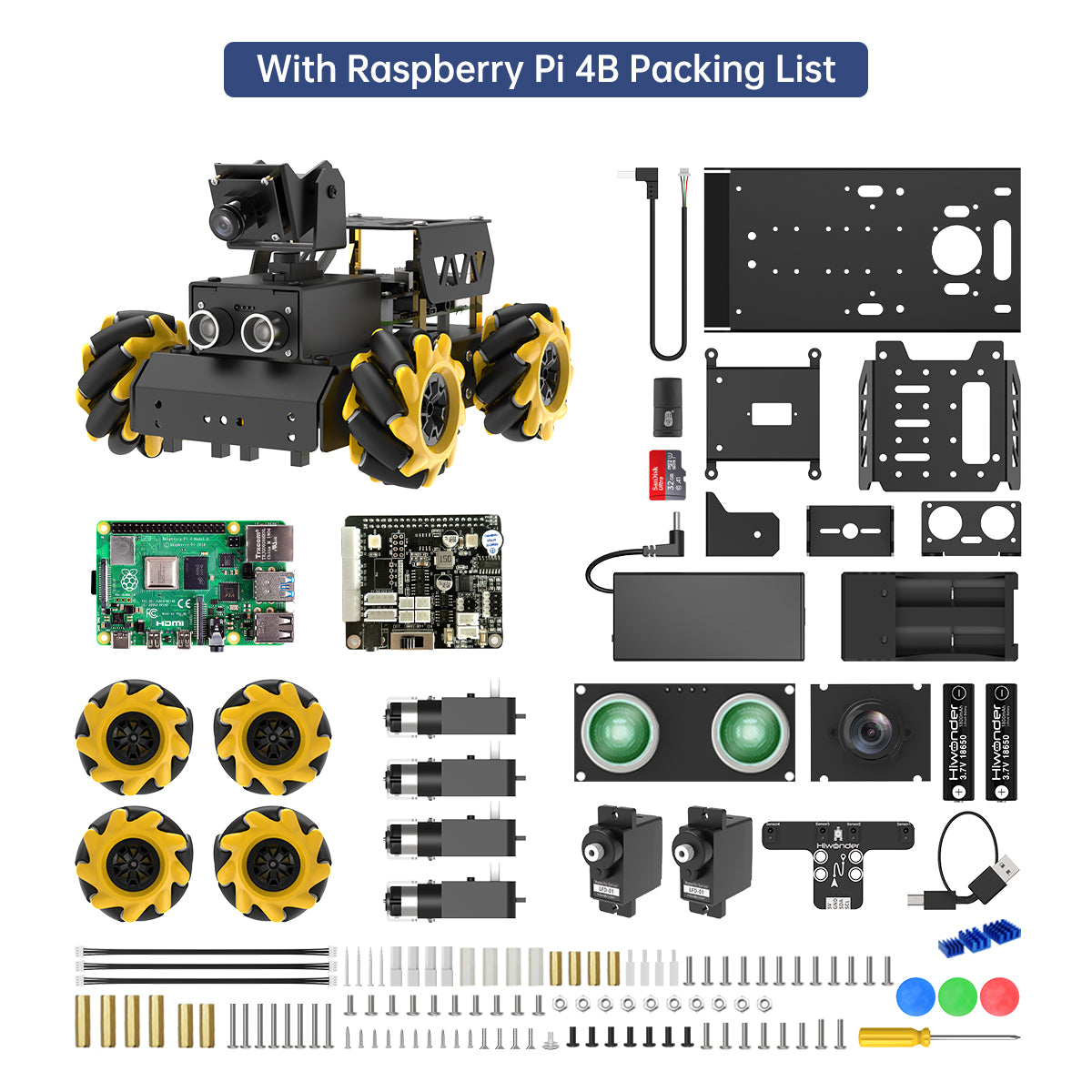 Hiwonder TurboPi Raspberry Pi Omnidirectional Mecanum Wheels Robot Car Kit with Camera, Open Source, Python for Beginners