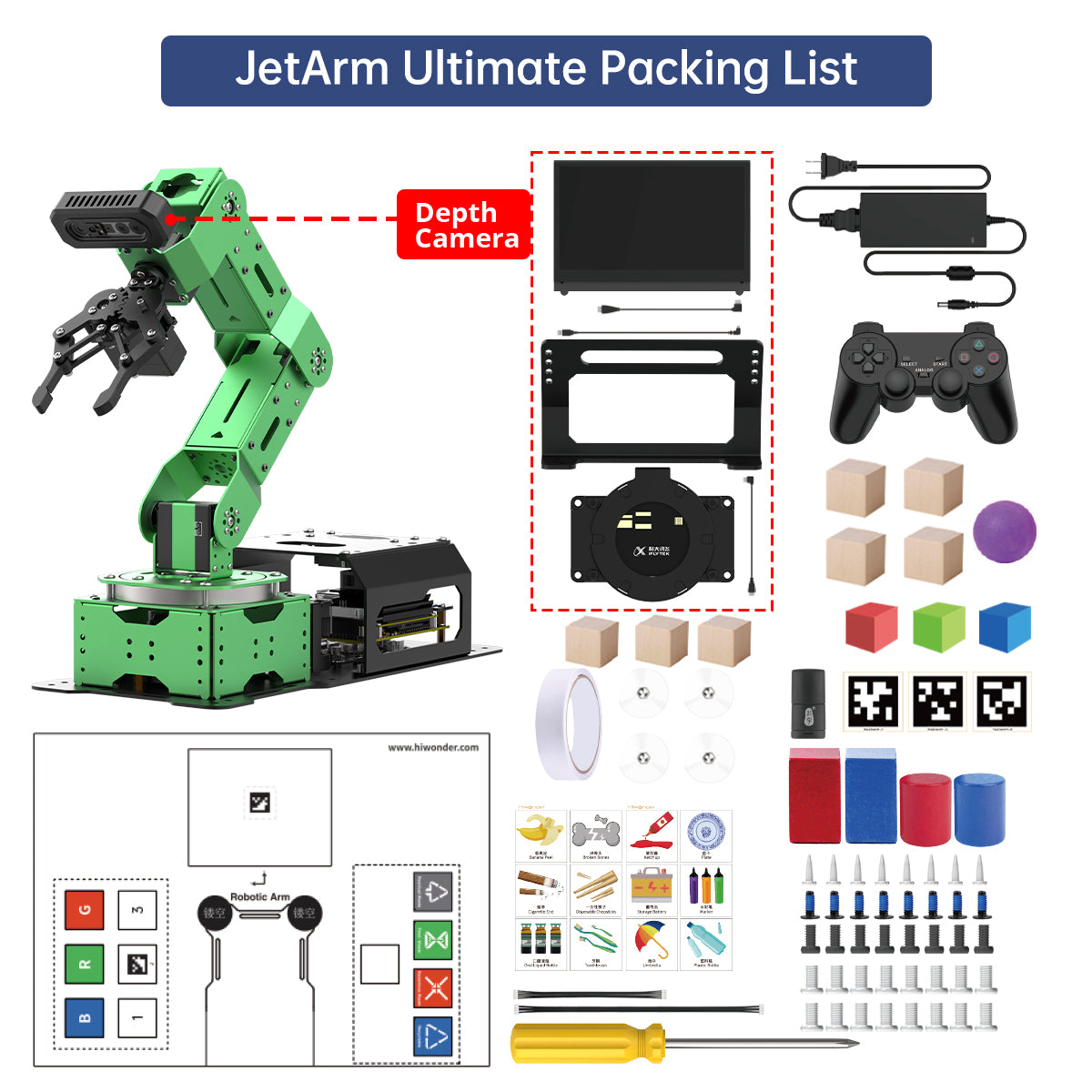 JetArm JETSON NANO Robot Arm ROS1 ROS2 Open Source Vision Recognition Program Robot