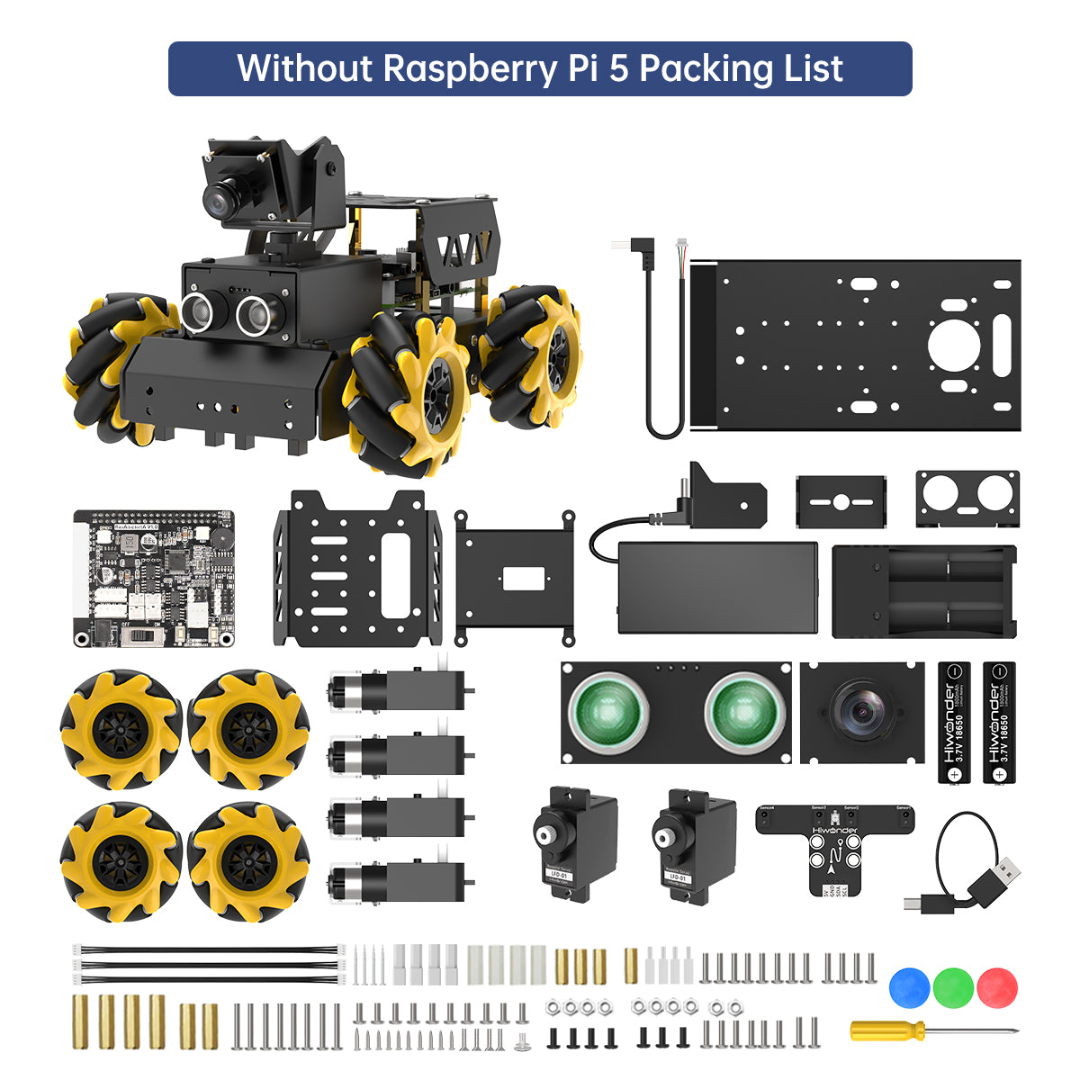 Hiwonder TurboPi Raspberry Pi Omnidirectional Mecanum Wheels Robot Car Kit with Camera, Open Source, Python for Beginners