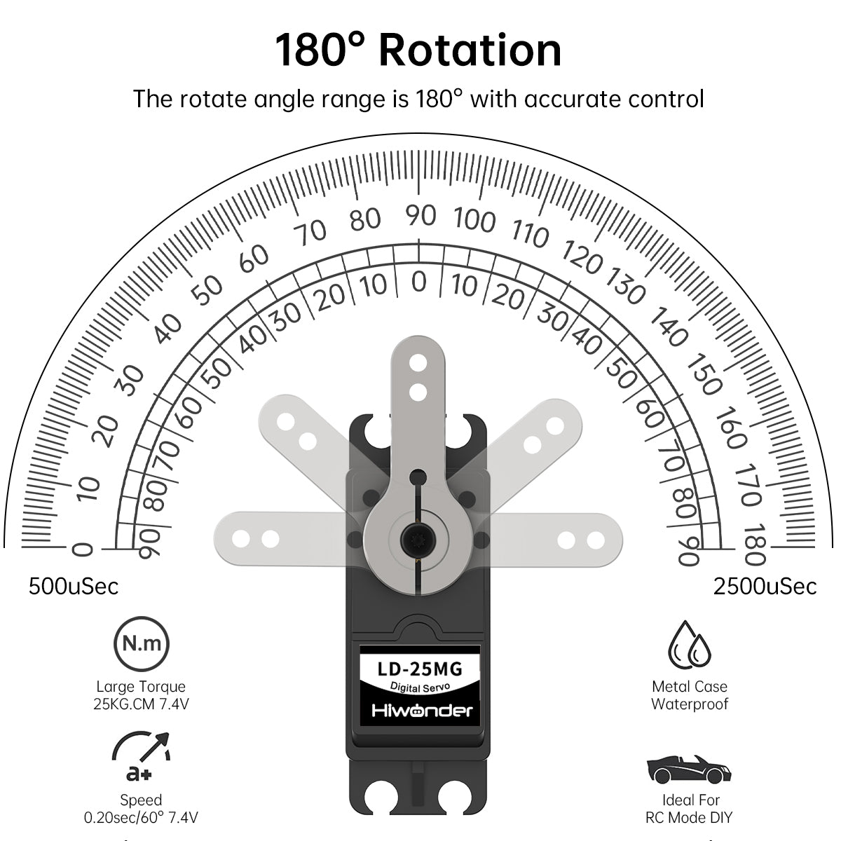 Hiwonder LD-25MG Strong Torque Digital Servo 25KG Supports Robotic Arm/RC Car/Single Shaft