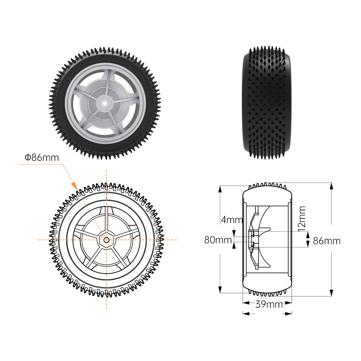 Mecanum Omnidirectional Wheel, Metal Coupling Motor, ROS Robot Universal Wheel, Smart Car Tire