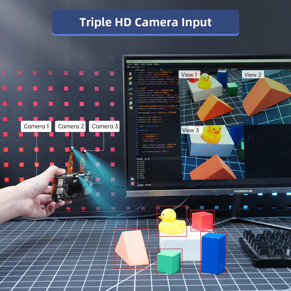 K230 board is equipped with high-definition cameras and a touch screen